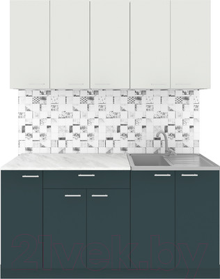 Кухонный гарнитур Агута Альфа 1.5 (бензин/холодный серый/опал светлый)