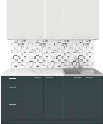 Кухонный гарнитур Агута Альфа 1.6/60 (бензин/холодный серый/опал светлый)