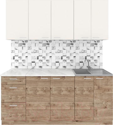 Кухонный гарнитур Агута Альфа 1.8 (дуб золотой/сатин/опал светлый)