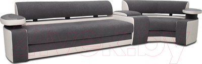 Диван угловой Петрамебель Марсель левый (велюр серый/велюр белый)