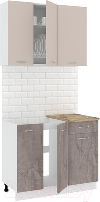 Кухонный гарнитур Кортекс-мебель Корнелия Лира-лайт 1м (капучино/оникс/мадрид)