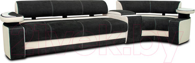 Диван угловой Петрамебель Марсель левый (искусственная замша темно-серый/велюр белый)