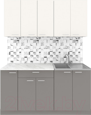 Кухонный гарнитур Агута Альфа 1.5 (глиняный серый/сатин/опал светлый)