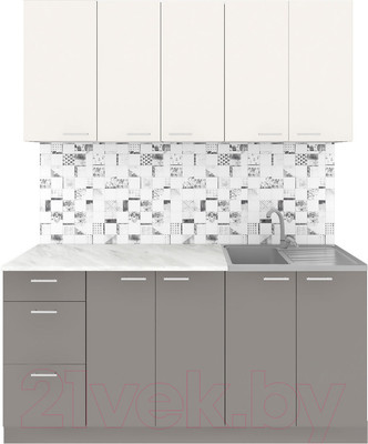 Кухонный гарнитур Агута Альфа 1.6/60 (глиняный серый/сатин/опал светлый)