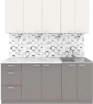Кухонный гарнитур Агута Альфа 1.8 (глиняный серый/сатин/опал светлый)