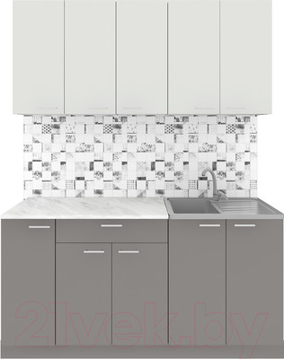 Кухонный гарнитур Агута Альфа 1.5 (глиняный серый/холодный серый/опал светлый)