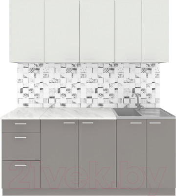 Кухонный гарнитур Агута Альфа 1.8 (глиняный серый/холодный серый/опал светлый)