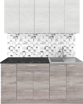 Кухонный гарнитур Агута Альфа 1.5 (дуб пепельный/скандинавское дерево/кастилло темный)