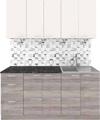 Кухонный гарнитур Агута Альфа 1.6/60 (дуб пепельный/сатин/кастилло темный)