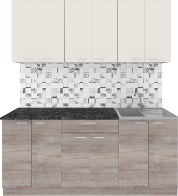 Кухонный гарнитур Агута Альфа 1.8/60 (дуб пепельный/сатин/кастилло темный)