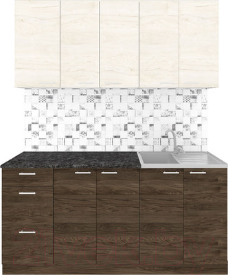 Кухонный гарнитур Агута Альфа 1.6/60 (дуб темный/дуб светлый/кастилло темный)