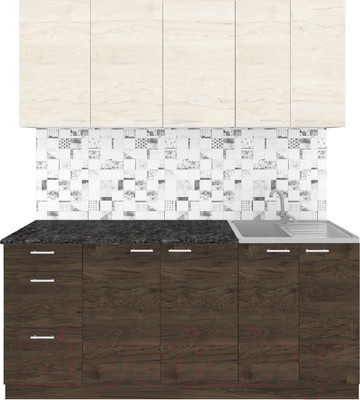 Кухонный гарнитур Агута Альфа 1.8 (дуб темный/дуб светлый/кастилло темный)