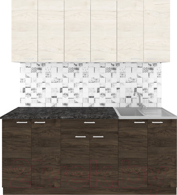 Кухонный гарнитур Агута Альфа 1.8/60 (дуб темный/дуб светлый/кастилло темный)