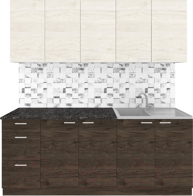 Кухонный гарнитур Агута Альфа 2.0 (темный/дуб светлый/кастилло темный)