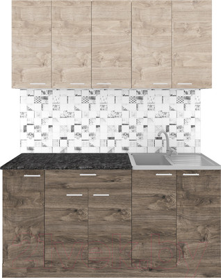 Кухонный гарнитур Агута Альфа 1.5 (дуб эспрессо/дуб винтажный/кастилло темный)