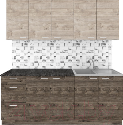 Кухонный гарнитур Агута Альфа 2.0 (дуб эспрессо/дуб винтажный/кастилло темный)