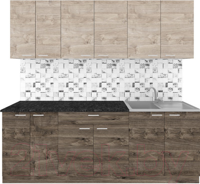 Кухонный гарнитур Агута Альфа 2.2 (эспрессо/дуб винтажный/кастилло темный)