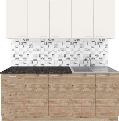 Кухонный гарнитур Агута Альфа 2.0 (дуб золотой/сатин/кастилло темный)