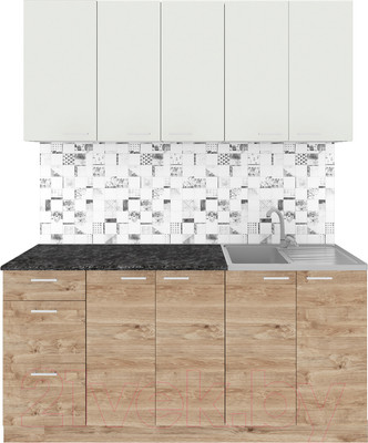 Кухонный гарнитур Агута Альфа 1.6/60 (дуб золотой/холодный серый/кастилло темный)