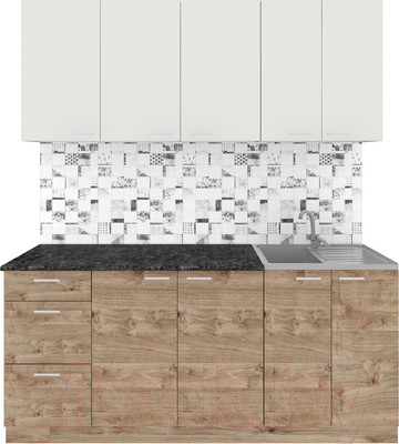 Кухонный гарнитур Агута Альфа 1.8 (дуб золотой/холодный серый/кастилло темный)