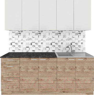 Кухонный гарнитур Агута Альфа 2.0 (золотой/холодный серый/кастилло темный)