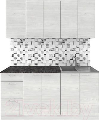 Кухонный гарнитур Агута Альфа 1.6/60 (скандинавское дерево/скандинавское дерево/кастилло темный)