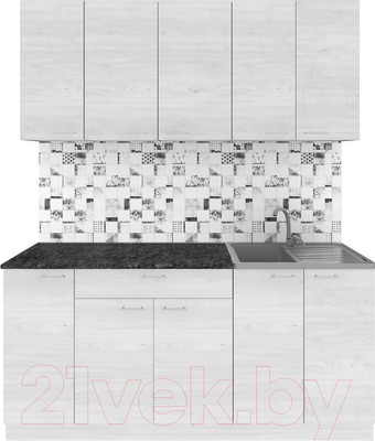 Кухонный гарнитур Агута Альфа 1.7 (скандинавское дерево/скандинавское дерево/кастилло темный)