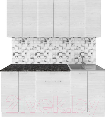 Кухонный гарнитур Агута Альфа 1.8/60 (скандинавское дерево/скандинавское дерево/кастилло темный)