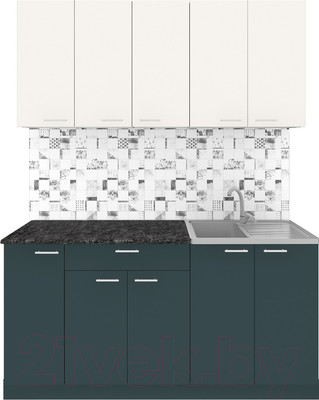 Кухонный гарнитур Агута Альфа 1.5 (бензин/сатин/кастилло темный)