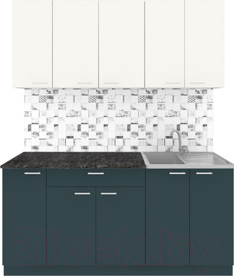 Кухонный гарнитур Агута Альфа 1.7 (бензин/сатин/кастилло темный)