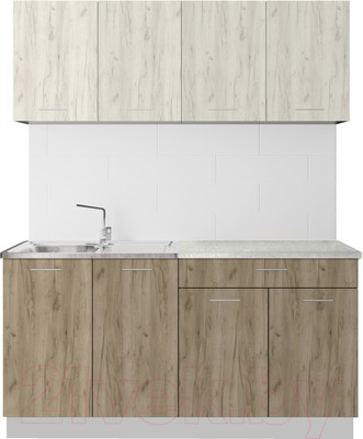 Кухонный гарнитур Артём-Мебель Лана СН-113 без стекла 1.6 (дуб крафт белый/дуб крафт серый)