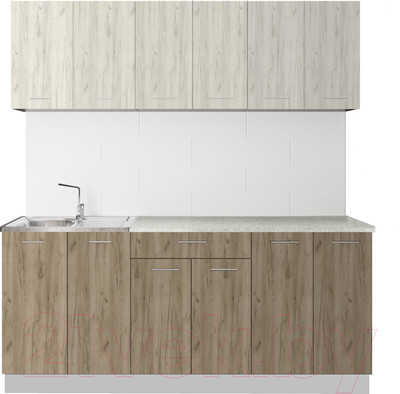 Кухонный гарнитур Артём-Мебель Лана СН-113 без стекла 1.8 (дуб крафт белый/дуб крафт серый)