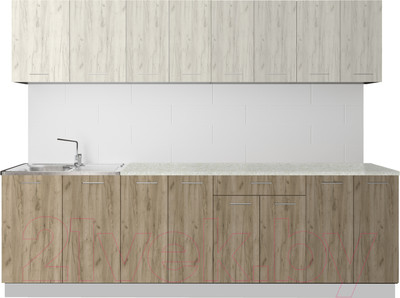 Кухонный гарнитур Артём-Мебель Лана СН-113 без стекла 2.6 (дуб крафт белый/дуб крафт серый)