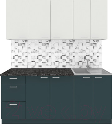 Кухонный гарнитур Агута Альфа 1.8 (бензин/холодный серый/кастилло темный)