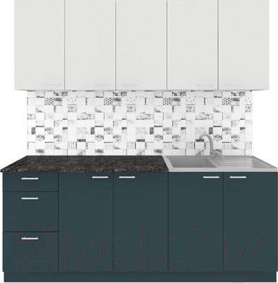 Кухонный гарнитур Агута Альфа 2.0 (бензин/холодный серый/кастилло темный)