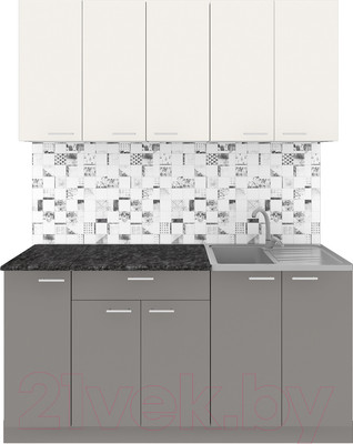 Кухонный гарнитур Агута Альфа 1.5 (глиняный серый/сатин/кастилло темный)