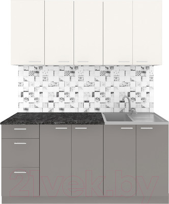 Кухонный гарнитур Агута Альфа 1.6/60 (глиняный серый/сатин/кастилло темный)