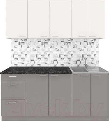 Кухонный гарнитур Агута Альфа 1.8 (глиняный серый/сатин/кастилло темный)