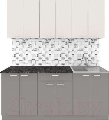 Кухонный гарнитур Агута Альфа 1.8/60 (глиняный серый/сатин/кастилло темный)