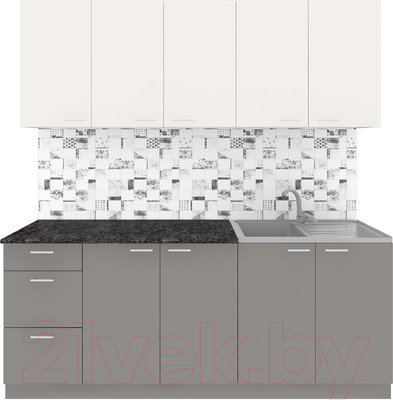 Кухонный гарнитур Агута Альфа 2.0 (глиняный серый/сатин/кастилло темный)