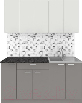 Кухонный гарнитур Агута Альфа 1.5 (глиняный серый/холодный серый/кастилло темный)
