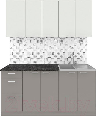 Кухонный гарнитур Агута Альфа 1.6/60 (глиняный серый/холодный серый/кастилло темный)