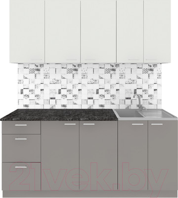 Кухонный гарнитур Агута Альфа 1.8 (глиняный серый/холодный серый/кастилло темный)