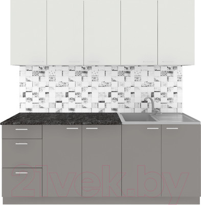 Кухонный гарнитур Агута Альфа 2.0 (глиняный серый/холодный серый/кастилло темный)