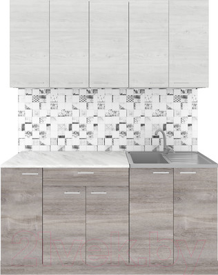 Кухонный гарнитур Агута Альфа 1.5 (дуб пепельный/скандинавское дерево/этория)