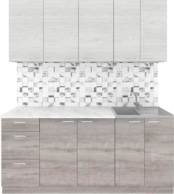 Кухонный гарнитур Агута Альфа 1.8 (дуб пепельный/скандинавское дерево/этория)