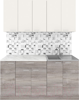 Кухонный гарнитур Агута Альфа 1.5 (дуб пепельный/сатин/этория)