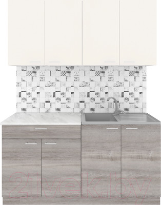 Кухонный гарнитур Агута Альфа 1.6 (дуб пепельный/сатин/этория)