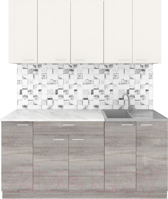 Кухонный гарнитур Агута Альфа 1.7 (дуб пепельный/сатин/этория)