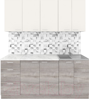 Кухонный гарнитур Агута Альфа 1.8 (дуб пепельный/сатин/этория)